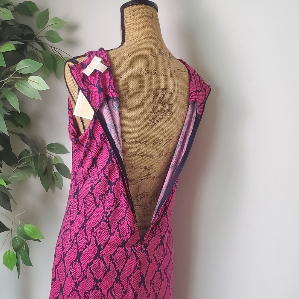 NWT~ Michael Kors Pink Navy Python Snake Print Sh… - image 9